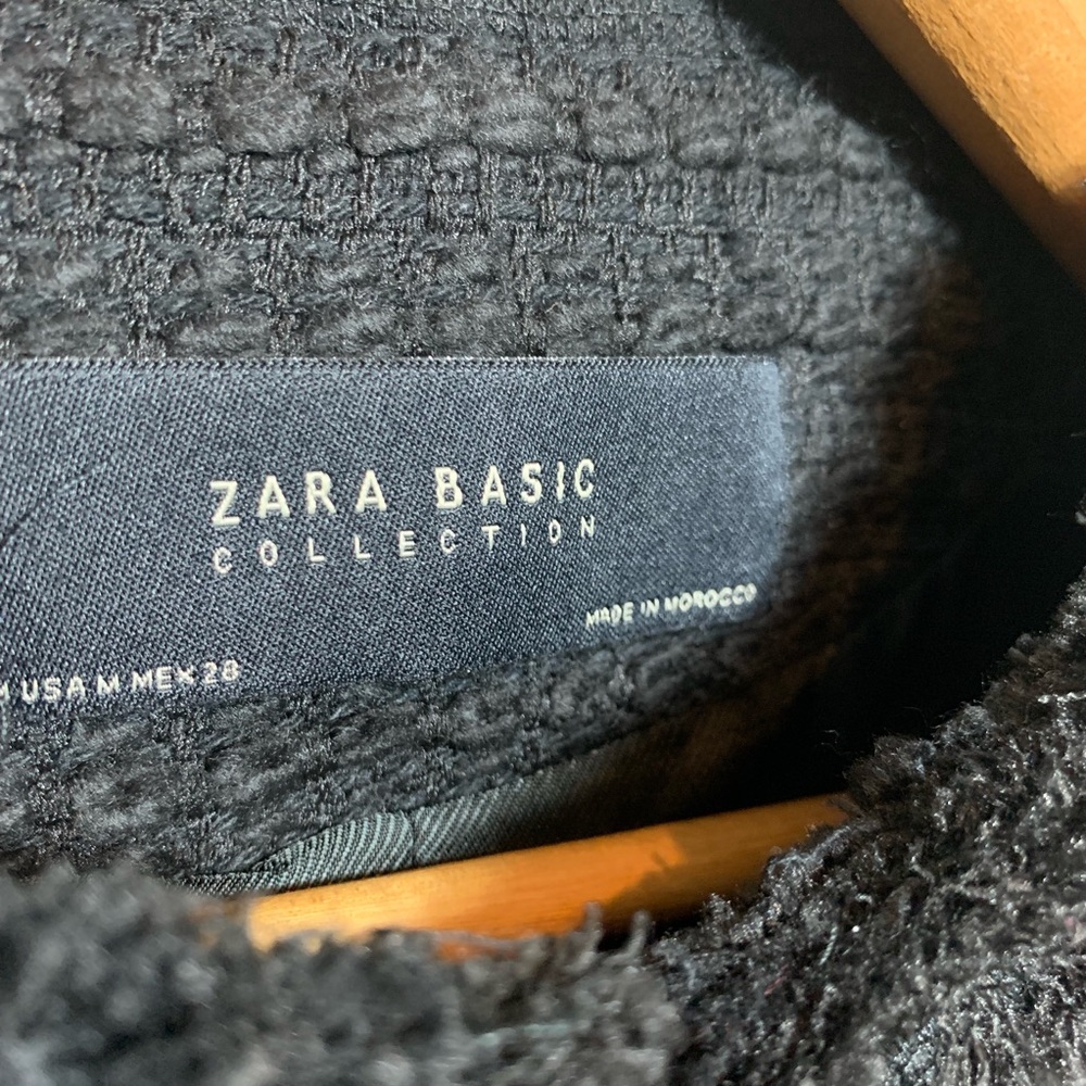 Zara Basic Black Button Down Coat Size Medium - image 4